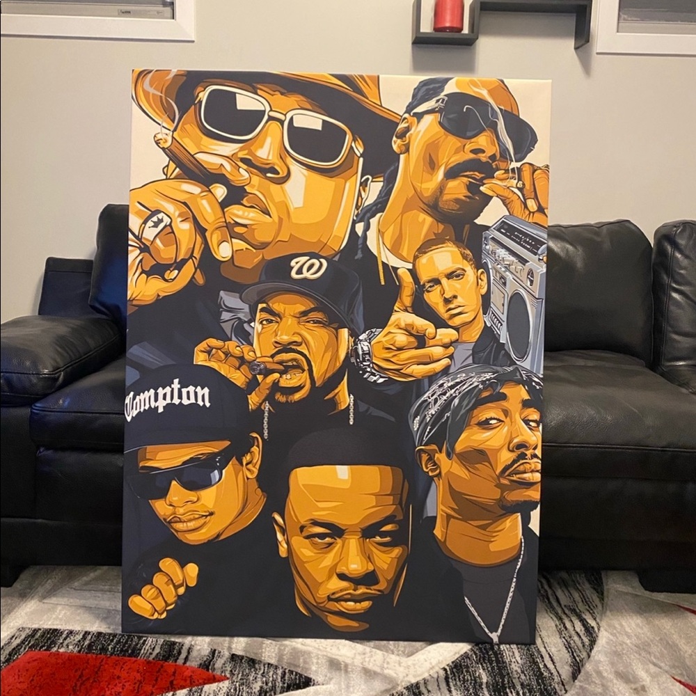 Picture Wall Art Tupac, Eminem, Biggy, Ice Cube., ect. 33” by 45” NEW!